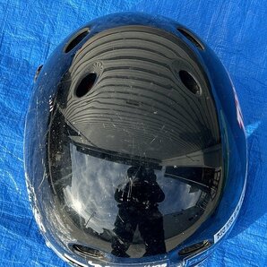 １円スタート★TechnoRise★スケートボード ヘルメット フリーサイズ F 黒 シール多数 スケボー #01Z1168b14の画像5