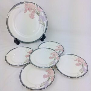 Noritake　NEW DECADE　プレートセット　大皿1枚・中皿5枚　花柄　ホワイト　グレー　ノリタケ　ニューディケイド