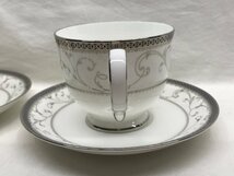 Noritake ノリタケ カップ＆ソーサー 2客セット シルバー×ブルー模様 ティーカップ コーヒーカップ 未使用品_画像3