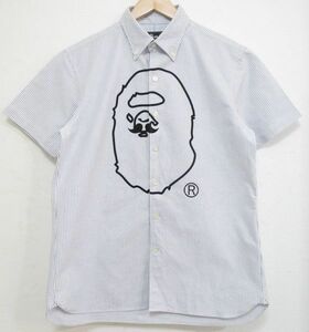 【Mr.BATHING APE】ア ベイシング エイプ◆フロッキープリント！ オックスフォード 半袖シャツ◆L