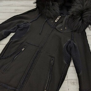 99 00s L.G.B. Fur Knit Coat Parka Rare Japanese Label Y2K ARCHIVE BLACK size1 goat leather ルグランブルー ファーニット コート の画像3