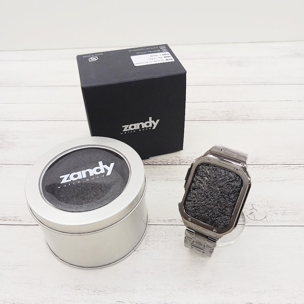 未使用品 zandy AppleWatch アップルウォッチ ステンレス一体式ベルト ケース付き