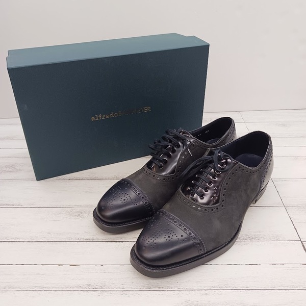 美品 alfredoBANNISTER アルフレッドバニスター ドレスシューズ レザーシューズ スタッズ ウイングチップ 52510012 42