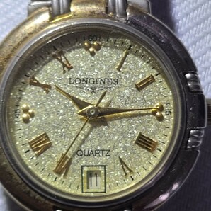 LONGINES デイトクゥオーツ 腕時計 文字盤 シャンパンゴールド ベルト ゴールド&シルバー レディース 不動品 ジャンクの画像1