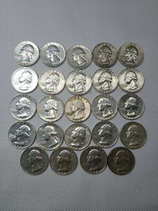 アメリカ合衆国 25セントワシントン イーグル　リバティ コイン 銀貨 外国硬貨 アンティーク　コレクション1964年 合計24枚