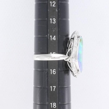 PT900 リング 指輪 15号 ボルダーオパール 4.84 ダイヤ 0.28 カード鑑別書 総重量約8.6g 中古 美品 送料無料☆0315_画像7
