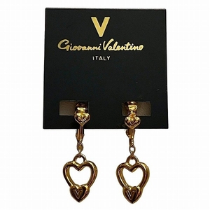  Valentino Heart Logo Gold brand small articles earrings lady's beautiful goods *0339