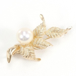 K14YG brooch pendant top pearl gross weight approximately 3.5g used beautiful goods free shipping *0315