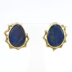 K18YG earrings opal ( trim join ) card judgement document gross weight approximately 8.1g used beautiful goods free shipping *0315