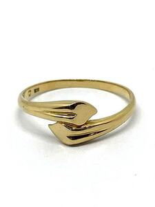 【即決】 49サイズ K18 イエローゴールド YG ハート デザインリング 指輪 アクセサリー 貴金属 1.3ｇ