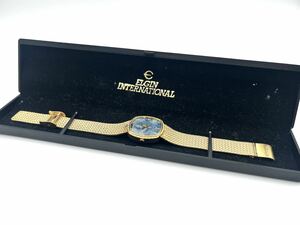 ELGIN INTERNATIONAL エルジン インターナショナル 腕時計 オパール文字盤 FK-266G-4 ゴールド 純正ベルト クォーツ 箱付き