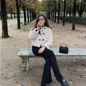 新品 フェイクボア ジャケット ロブスタークラスプ Mサイズ ボアジャケット ZARA風 大きいサイズ