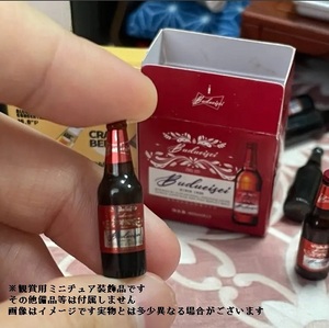 1/6/・1/12スケール ドールハウス用 ミニチュア装飾品 Budweiser 赤ラベル 瓶ボトル(長さ約2.5ｃｍ) 12本 ※ボトル入れBOX付き