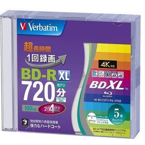 Verbatim バーベイタム 1回録画用 ブルーレイディスク BD-R XL 100GB 5枚 ホワイトプリンタブル 片面3層 2-4倍速