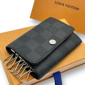 【ICチップ搭載】LOUIS VUITTON ルイヴィトン ミュルティクレ6 6連キーケース ダミエ グラフィット グレー