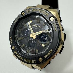 ★中古稼働★CASIO カシオ G-SHOCK GST-W-100G タフソーラー 5444 アナデジ 電波ソーラー メンズ 腕時計 マルチバンド ゴールド ブラック 