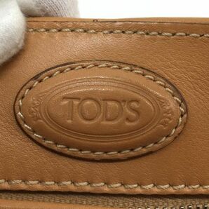 美品 TOD'S トッズ トートバッグ レザー レディース オレンジ/ベージュ系 保存袋付きの画像9