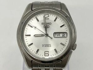 1円～【稼働品】セイコー SEIKO 5 21石 自動巻き 3針 デイデイト 裏スケ 7S26-01V0 男性用 メンズ 腕時計