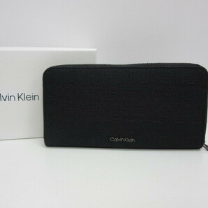 ブランド祭 Calvin Klein カルバンクライン 長財布 ラウンドジップ 黒 ロゴプリント 小銭入れあり CK 箱付 の画像1