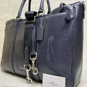 1円〜【入手困難品】メトロポリタンコーチ COACH トートバッグ ビジネスバッグ ブリーフケース A4 2way レザー メンズ レディース ネイビー