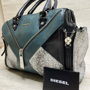 1円〜【入手困難品】ディーゼルDIESELトートバッグ ビジネスバッグ ブリーフケース A4 2way レザー メンズ レディース エメラルドグリーン