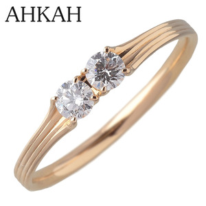  Ahkah diamond ring fi rouge current model 0.22ct 11 number K18YG new goods finishing settled AHKAH[15790]