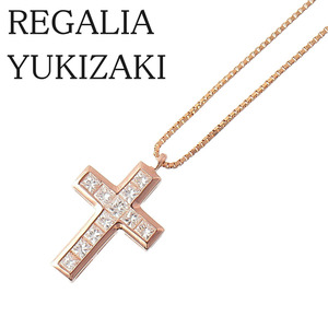 ゆきざき リッチクロス ダイヤ ネックレス 0.50ct 50cm K18PG 新品仕上げ済 Rich Cross YUKIZAKI【15621】