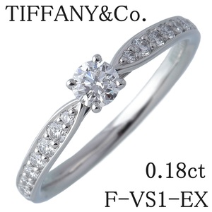  Tiffany diamond ring is - moni - diamond 0.18ct F-VS1-EX 9 number a little over PT950 box expert evidence new goods finishing settled TIFFANY[16088]