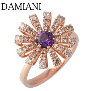 Damiani Malgerita Amethyst Diamond Ring Кольцо большая ширина 16 мм 12 -12,5 г 750pg Новое готовое Дамиани [16051]