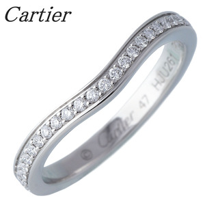 カルティエ ダイヤ リング バレリーナ ウェディング ハーフ #47 PT950 保証書(2019年) 新品仕上げ済 Cartier【16285】