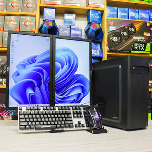 【2画面モニター付きPC】i7-6700/GT710/FX/株/office2023/4画面同時出力/SSD240GB/Wifi接続/領収可能