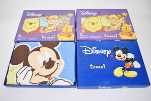 (748M 0305M17) 1円～ 未使用 Disney ディズニー プーさん ミッキーマウス タオル 3箱セット バスタオル まとめて