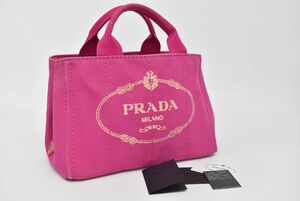 (755M 0321M5) 1円～ PRADA プラダ カナパ トートバッグ ミニ ハンドバッグ キャンバス ピンク 正規品