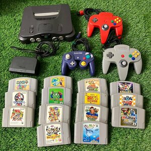 【現状品】『3-348』任天堂 Nintendo 64 本体、カセット、コントローラー、アダプター　Gamecube ゲームキューブ コントローラー