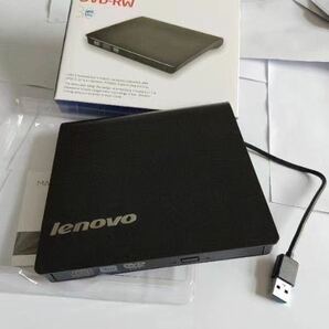 Lenovo 純正 スリムUSBポータブルDVDバーナー USB薄型DVDスーパーマルチドライブ -外付けDVD+/-RWドライブ 黒