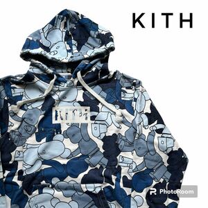 KITH / キス ベアブリックスウェットパーカー　総柄　ビックロゴ　古着