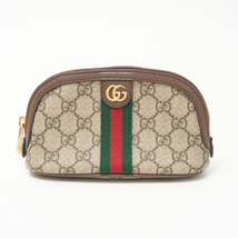 GUCCI グッチ 〔オフィディア〕ミディアム コスメティック ケース 625550 96IWG 8745 ポーチ GGスプリーム ベージュ×ウェブ ストライプ_画像1