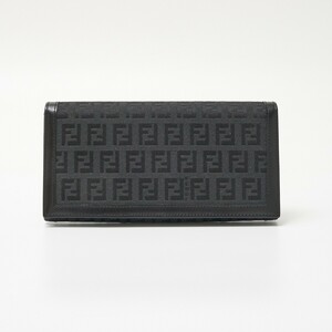 FENDI フェンディ ズッカ 二つ折り長財布 8M0000 00NY2 F0QA1 ロングウォレット キャンバス×レザー ブラック×シルバー金具