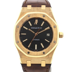 [1 лет гарантия *OH settled ]AUDEMARS PIGUETo-tema*pige Royal дуб 15300OR.OO.D088CR.01 K18PG× кожа черный × Gold самозаводящиеся часы часы 