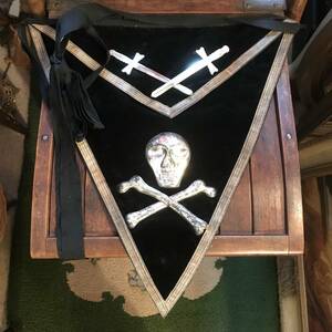  super-rare!1900 year the first period! antique skeleton Freemason secret society skull apron Temple knight ./ movie 20's30's40's England old clothes USA France 