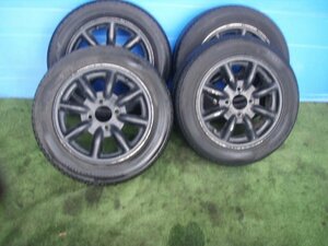 ★ U61T ミニキャブ についていた 社外 ワタナベ ブラックレーシング ホイール 13インチ PCD100 4穴 タイヤ 155/65R13　4本SET　24273JJ