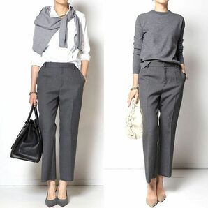 定価28,600円 美品 MUSE de Deuxieme Classe ドゥーズィエムクラス W Cross Cropped パンツ クロップド丈 ウール スラックス グレー 36の画像1