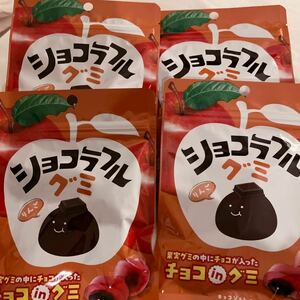 送料込み☆4袋セット☆ショコラフルグミ　グミ　りんご　コラーゲン　クーポン利用　果汁グミ　ハリボー　ピュレグミ　おやつ