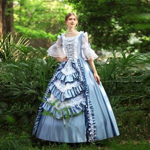 AC07 storelj size order free * light blue!.... costume play clothes Imperial Family . woman party dress pannier head dress ( hat ) attached front .
