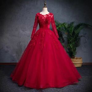  wonderful! size order free * red * long sleeve * fine quality party dress * color correcting color dress * two next . wedding . type musical performance . two next . long dress 