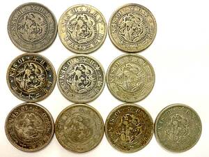 [ 10 sen silver coin 10 pieces set ] 10 sen dragon silver coin summarize silver silver 800 copper 200 Meiji two 10 one year ~ Meiji three 10 . year 