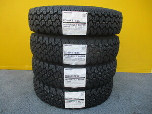 新品4本■送料込み￥18,400～■ブリヂストンRD-604■145/80R12LT 80/78N(145R12 6PR) ゴツゴツタイヤ■軽トラハイゼットエブリィNバンNV100