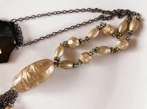 未使用 上品 ネックレス アンティーク ペンダント ベージュ系 ロング アクセサリー antique necklace pendant vintage accessory G_画像8