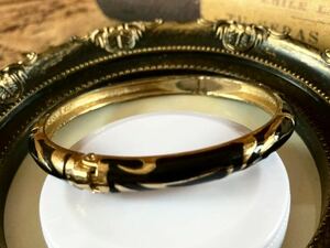 上品 レディース バングル アクセサリー ジュエリー ブレスレット 黒 金色 アンティーク ヴィンテージ vintage antique bangle Jewelry G