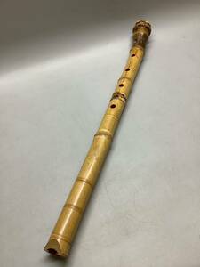 ⑧ 尺八 央山銘 金巻歌口 銀継ぎ目 全長約62cm 竹管楽器 和楽器 